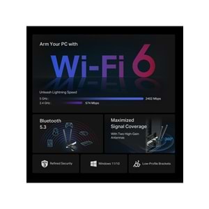 Tp-Link Archer TX55E AX3000 Dual Band Wi-Fi 6 Bluetooth PCI Express Adaptör