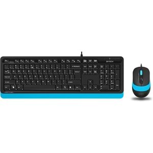A4 Tech F1010 FN-Multimedya Q Klavye + Optik Mouse 1600D Mavi USB