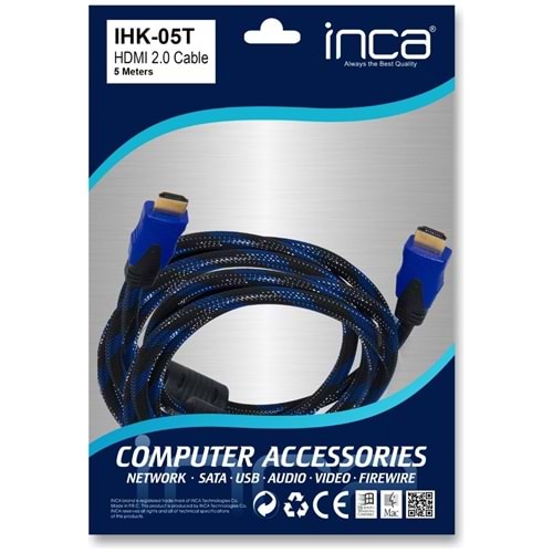 Inca IHK-05T 2.0V 5 M HDMI TO HDMI 4K FHD Poşetli