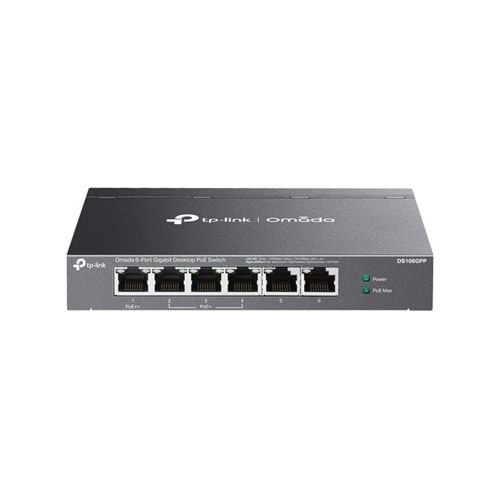 Omada DS106GPP 4 Port Gigabit + 2 Port Gigabit Uplink 64W 250 Metre PoE Mesafe Metal Kasa Switch