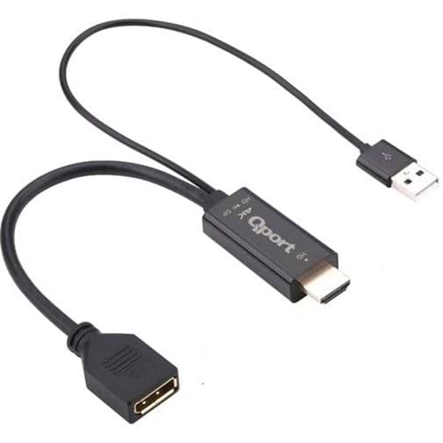 QPort Q-DPX HDMI(M) TO DisplayPort(F) Çevirici