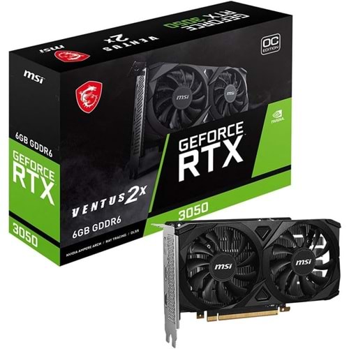 MSI GEFORCE RTX3050 VENTUS 2X E 6G OC 6GB GDDR6 96BIT 2XHDMI 1XDP Ekran Kartı