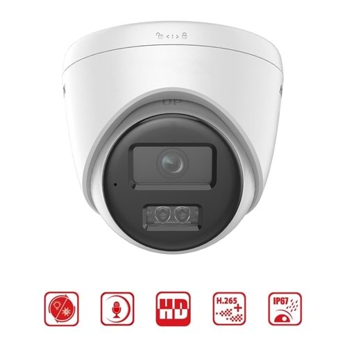 Hikvision DS-2CD1T47G2H-LIUF/SL (Dahili Mik) 4MP 2.8mm ColorVu 50mt -Sesli Alarm