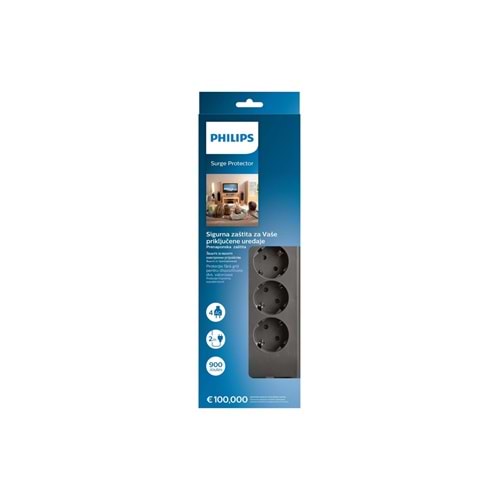 Philips SPN3140A/62 4 Soket Akım Korumalı Priz 900 Joules 2Mt Kablo (Gri)