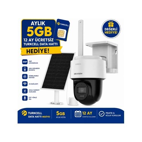 Hikvision DS-2CFSP4/4G 4MP 2.8mm 7/24 AOV Solar 4G PT Kamera
