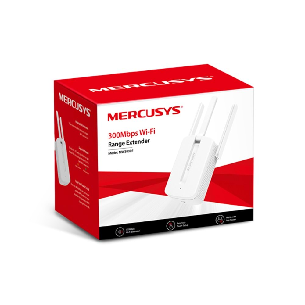 Mercusys MW300RE 300Mbps Wifi 3 Antenli signal Menzil Genişletici