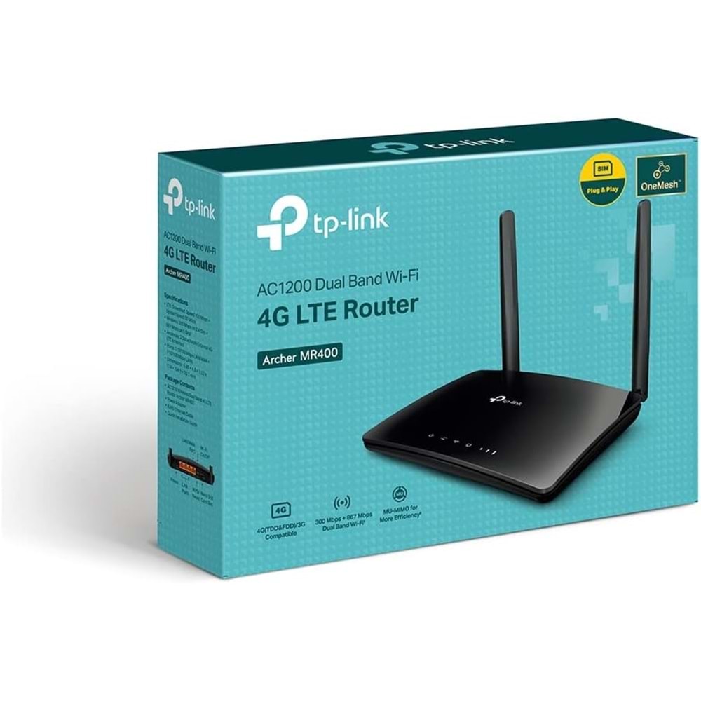 TP-Link Archer MR400 AC1200 Wireless Dual Band 4G LTE Router Sim Kart