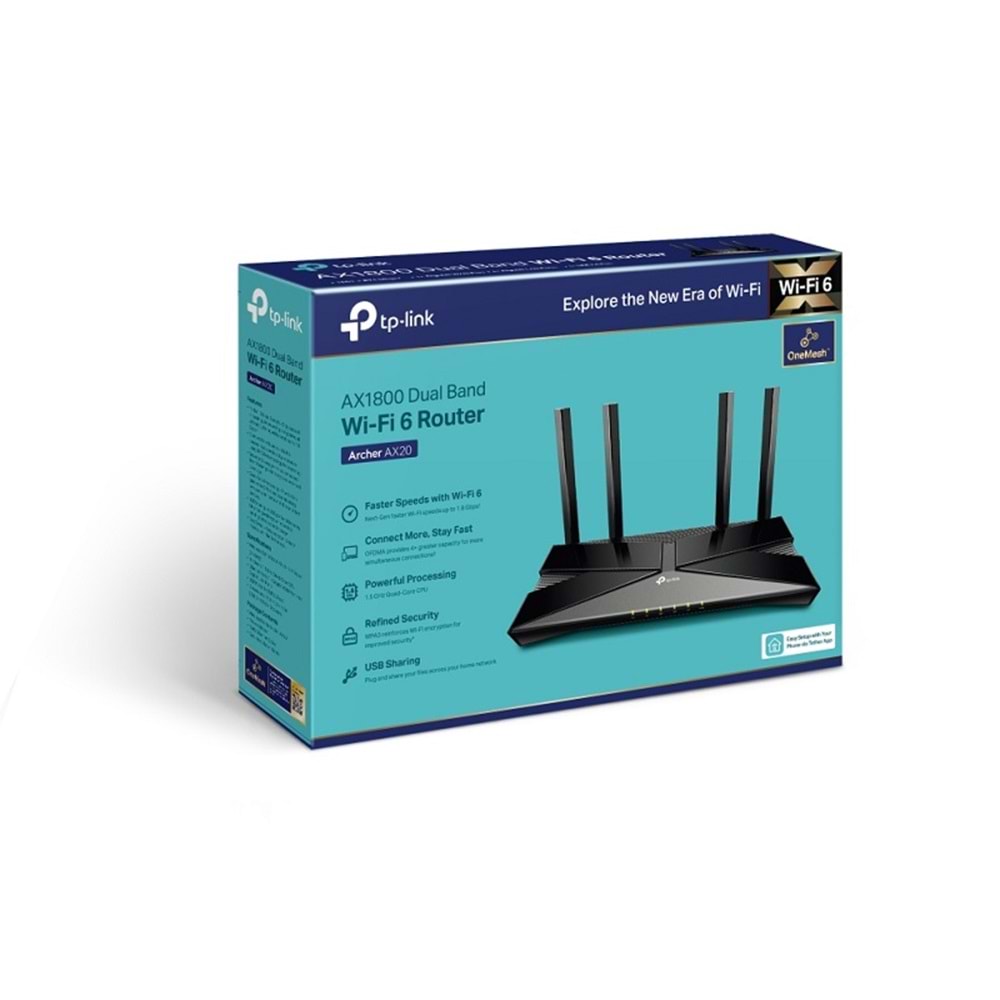 TP-Link Archer AX20 AX1800 Mbps Dual Band Wi Fi 6 Router