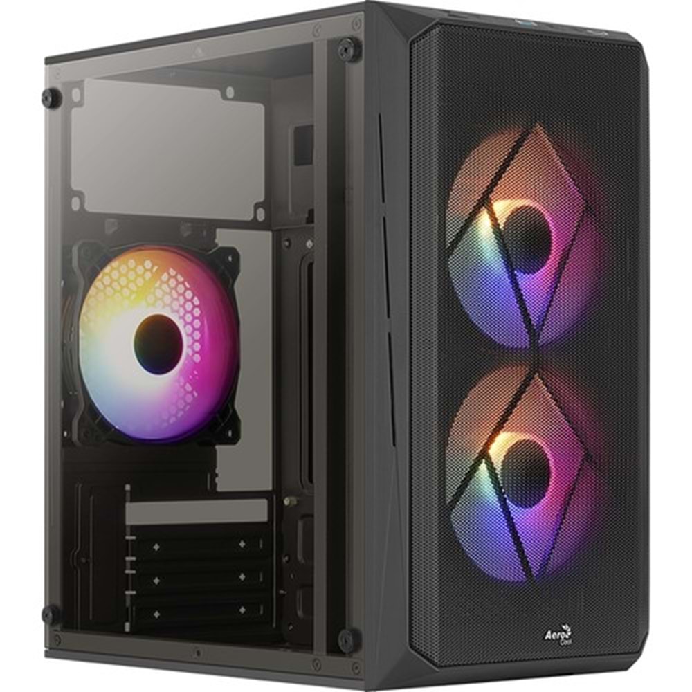 Aerocool CS 107 3X12CM FRGB Fanlı Tam Mesh Ön Panel Micro ATX Mini ITX Bilgisayar Kasası AE CS107P400
