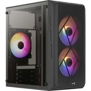 Aerocool CS 107 3X12CM FRGB Fanlı Tam Mesh Ön Panel Micro ATX Mini ITX Bilgisayar Kasası AE CS107P400