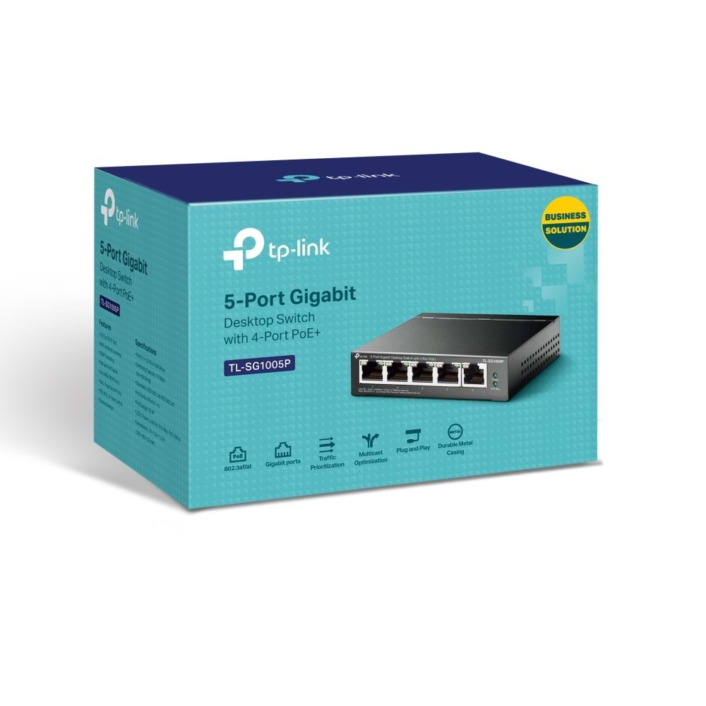 TP-Link TL-SG1005P 5-Port Gigabit 4-Port PoE 65W Masaüstü Switch