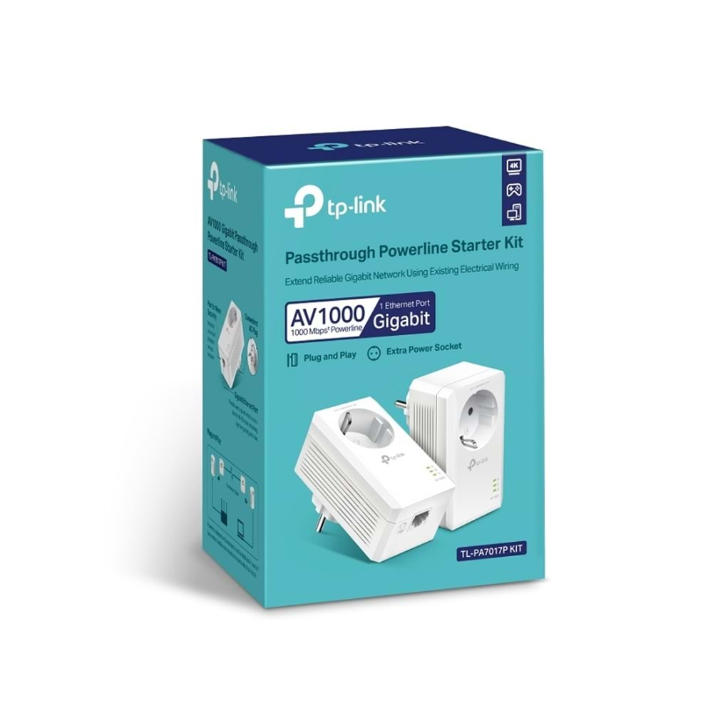 Tp-Link TL-PA7017P KIT AV1000 Gigabit PRIZ Tipi PowerLINE Adaptör