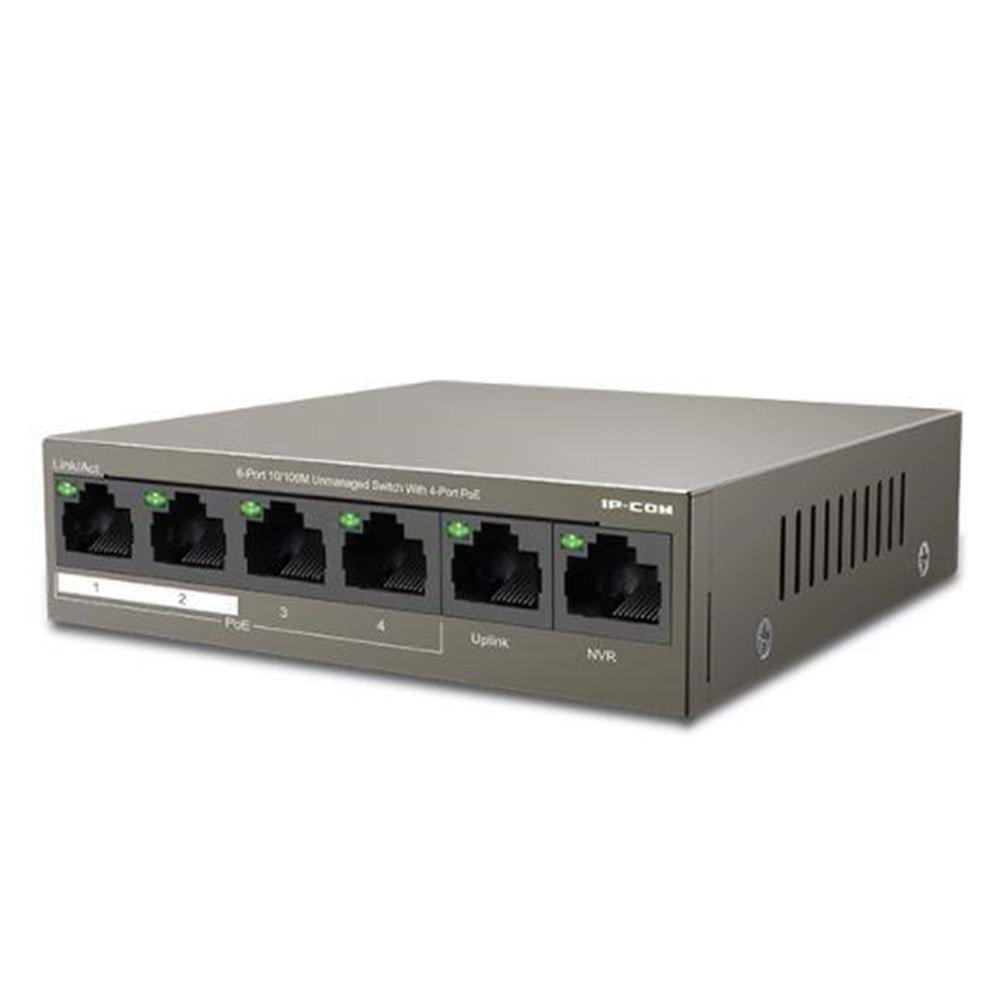 Ip-Com F1106P-4-63W 4 Port 10-100+2X10-100 UPLINK 58W POE Switch