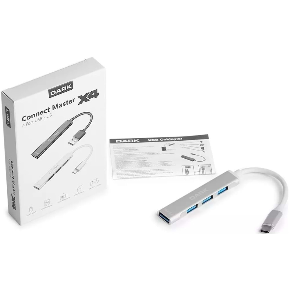 Dark DK-AC-USB310C Connect Master X4 USB-C to 3 Port USB2.0, 1 Port USB3.0 HUB