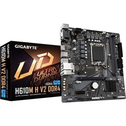 Gigabyte H610M-H V2 DDR4 3200MHz 1XVGA 1XHDMI 1XM.2 USB 3.2 MATX 1700P (12. ve 13. Nesil işlemci uyumlu)