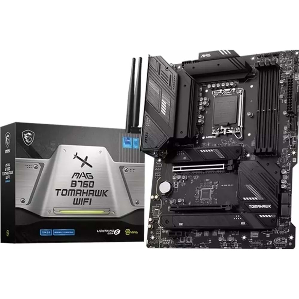 Msi MAG B760 TOMAHAWK WIFI DDR5 5400MHz 1XHDMI 1XDP 3XM.2 USB 3.2 ATX 1700P Anakart (12. ve 13. Nesil işlemci uyumlu)