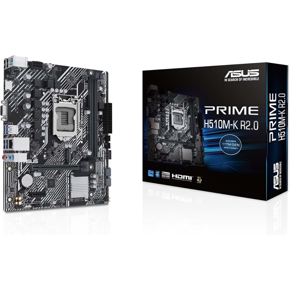 Asus Prime H510M-K R2.0 DDR4 3200MHz 1XVGA 1XHDMI 1XM.2 USB 3.2 MATX 1200P Anakart (11. ve 10.Nesil İşlemci Uyumlu)