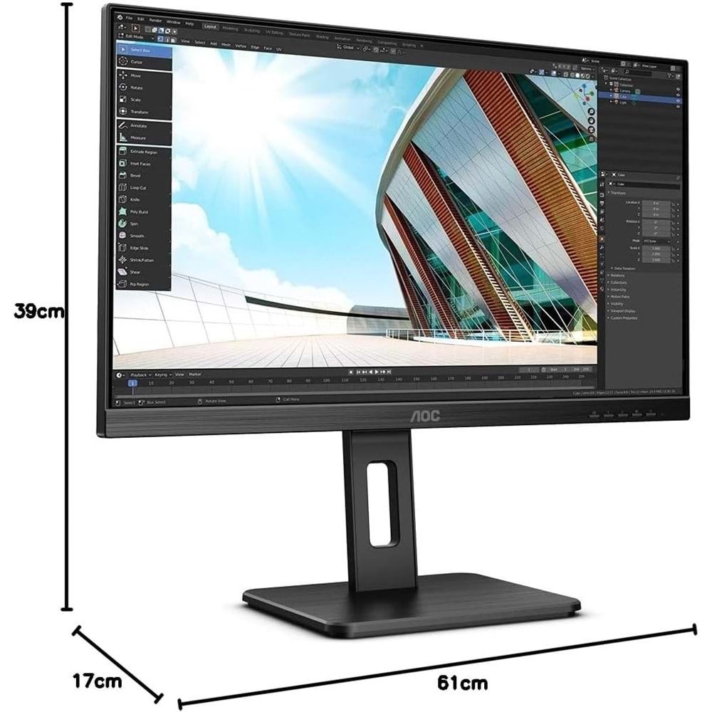 Aoc U27P2CA Ips 4Ms 60Hz 2XHDMI 1XDP 4K Uhd 3840X2160 USB Type-C Hoparlör Çerçevesiz Pivot Vesa 27