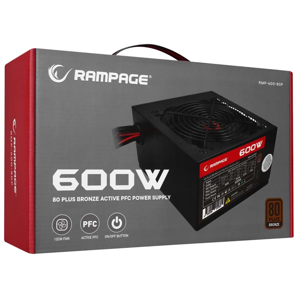 Rampage RMP-600-80P 600W 80+ Bronze Power Supply