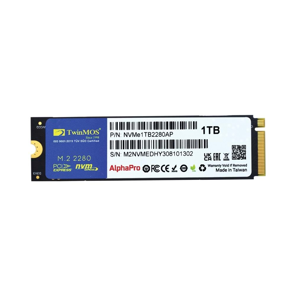 Twinmos 1TB NVMe M.2 PCle Gen 3 3600-3250MB/s NVMe1TB2280AP