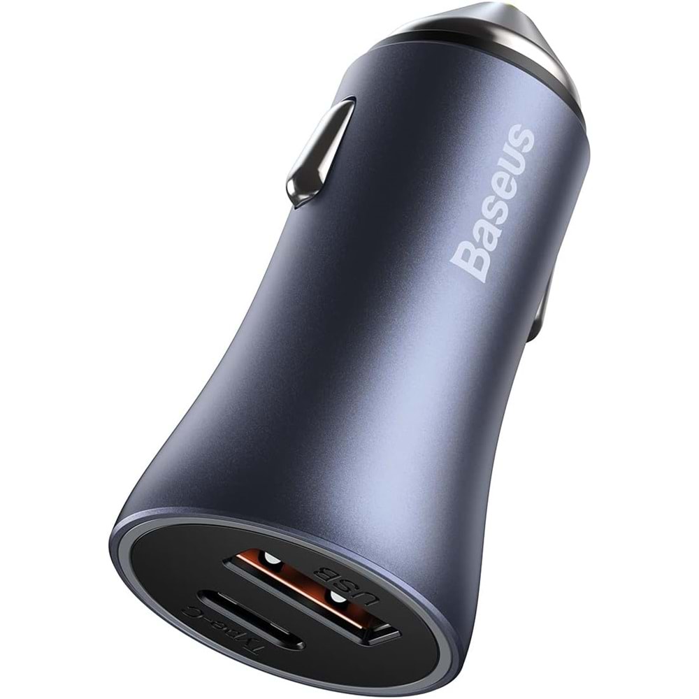 Baseus Golden Contactor Pro U+C TZCCJD-B0G 40W Koyu Gri Araç Şarjı (Type-C To Lightning Kablo Setli)
