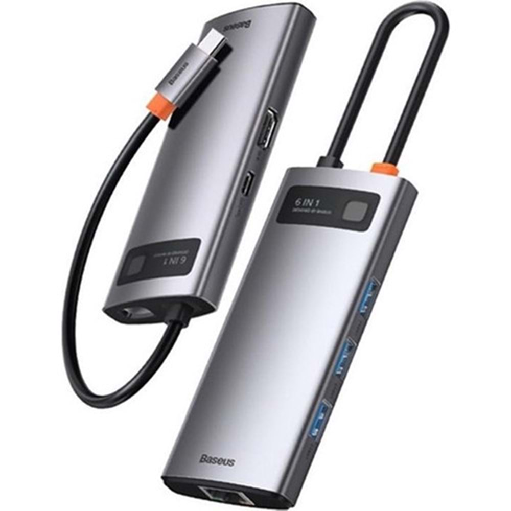 Baseus CAHUB-CW0G Metal Gleam 6 in 1 Multifonksiyonel Type-C Hub Dock Station