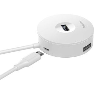 Baseus CAHUB-G02 Round Box Type-C Hub Beyaz (Çıkış: 1XUSB 3.0 3XUSB 2.0 Micro USB Giriş: Type-C)