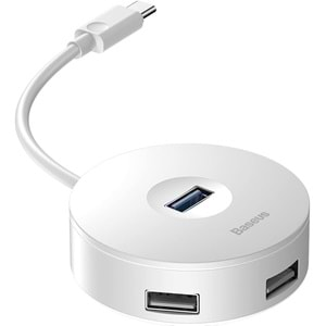 Baseus CAHUB-G02 Round Box Type-C Hub Beyaz (Çıkış: 1XUSB 3.0 3XUSB 2.0 Micro USB Giriş: Type-C)