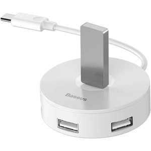 Baseus CAHUB-G02 Round Box Type-C Hub Beyaz (Çıkış: 1XUSB 3.0 3XUSB 2.0 Micro USB Giriş: Type-C)