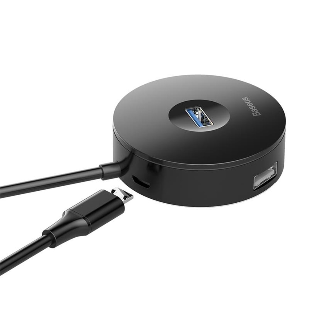 Baseus CAHUB-F01 Round Box USB Hub Siyah (Çıkış: 1XUSB 3.0 3XUSB 2.0 Micro USB Giriş: USB)