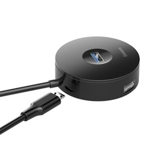 Baseus CAHUB-F01 Round Box USB Hub Siyah (Çıkış: 1XUSB 3.0 3XUSB 2.0 Micro USB Giriş: USB)