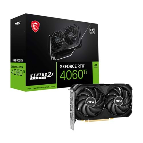 Msi Geforce RTX4060TI VENTUS 2X BLACK 16G OC 16GB GDDR6 1XHDMI 3XDP Ekran Kartı