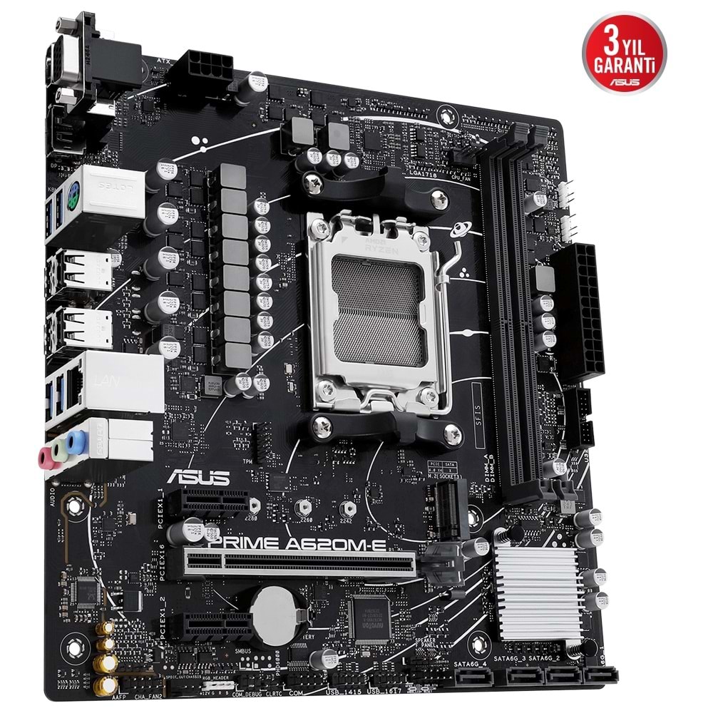 Asus Prime A620M-E-CSM DDR5 7000Mhz 1XVGA 1XHDMI 1XDP 1XM.2 USB 3.2 Matx AM5 (AMD AM5 7000 Serisi İle Uyumlu)
