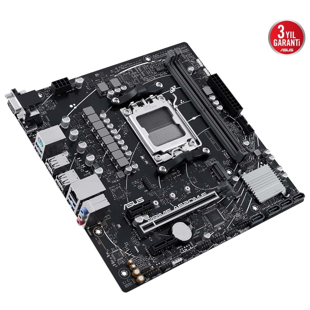 Asus Prime A620M-E-CSM DDR5 7000Mhz 1XVGA 1XHDMI 1XDP 1XM.2 USB 3.2 Matx AM5 (AMD AM5 7000 Serisi İle Uyumlu)