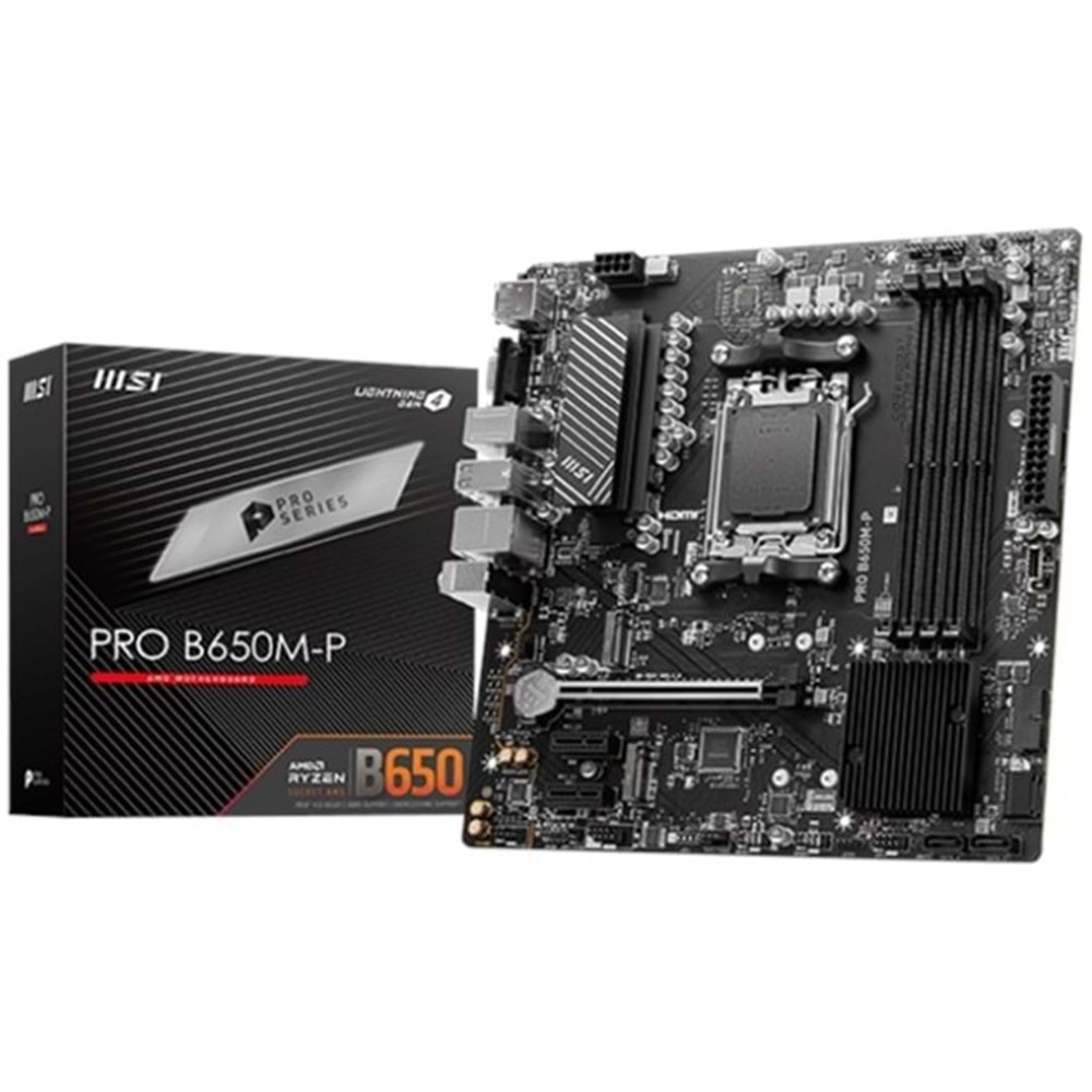 Msi Pro B650M-P DDR5 7200MHZ 1XVGA 1XHDMI 1XDP 2XM.2 USB 3.2 Matx Am5 (AMD AM5 7000 Serili İşlemci Uyumlu)