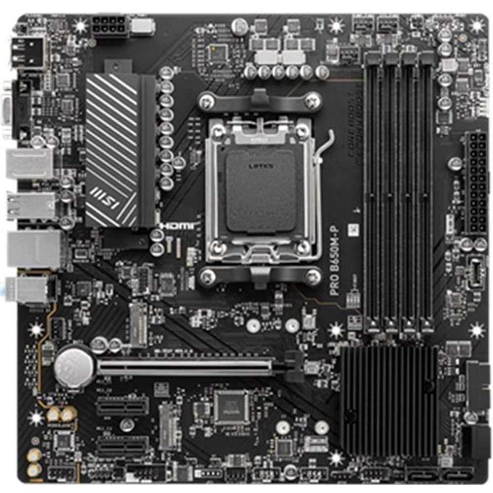 Msi Pro B650M-P DDR5 7200MHZ 1XVGA 1XHDMI 1XDP 2XM.2 USB 3.2 Matx Am5 (AMD AM5 7000 Serili İşlemci Uyumlu)
