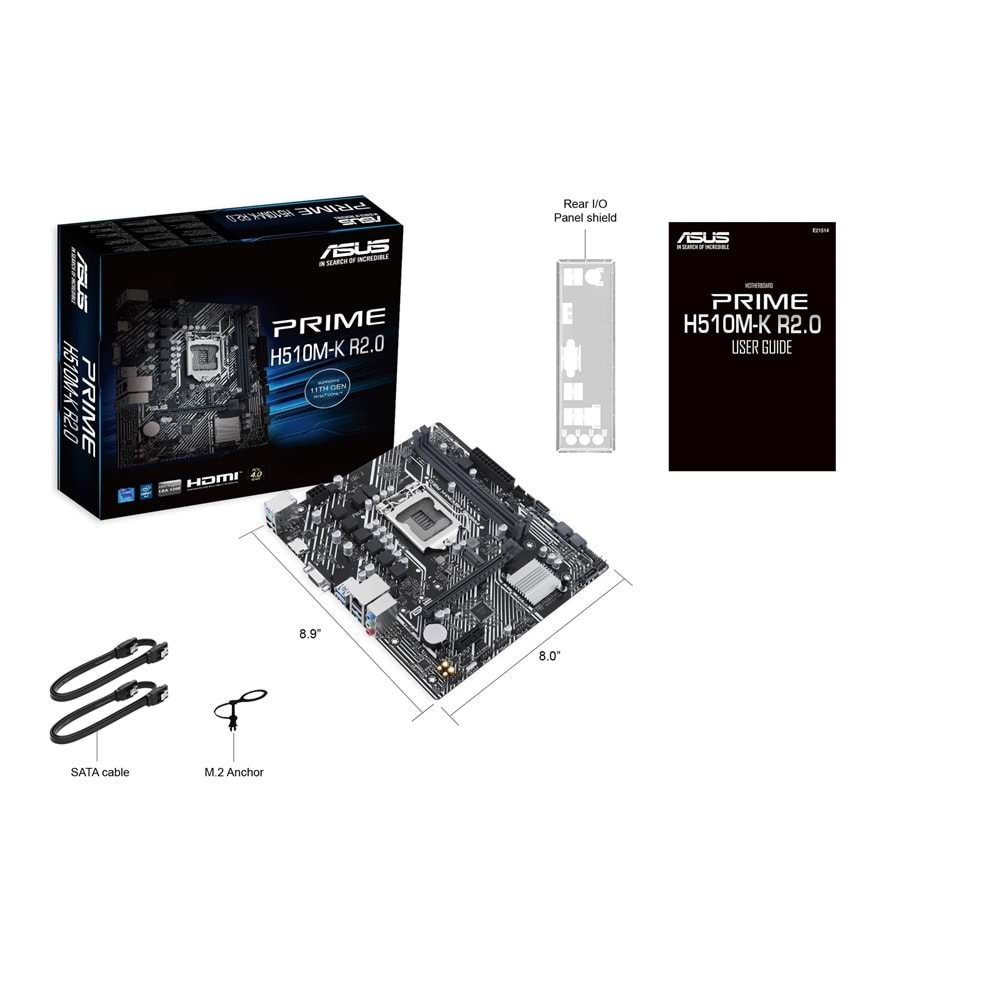 Asus PRIME H510M-K R2.0 H470 DDR4 M.2 USB3.2 HDMI/VGA PCI 5.0 1200p Anakart