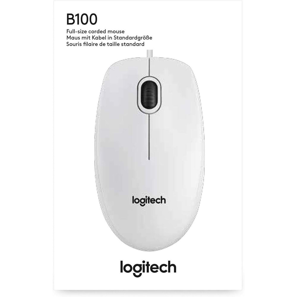 Logitech B100 Nano Mouse Kablolu Beyaz 910-003360