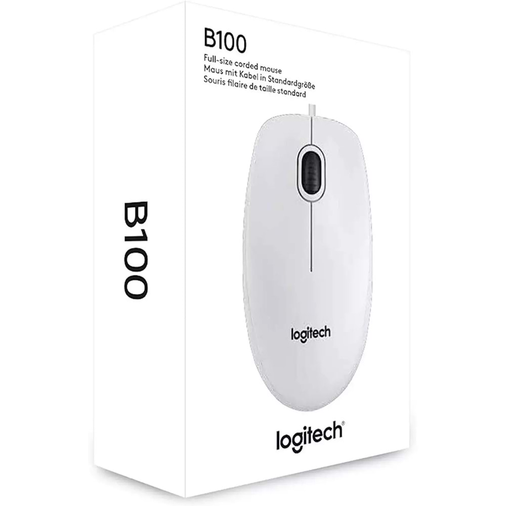 Logitech B100 Nano Mouse Kablolu Beyaz 910-003360