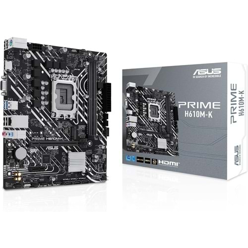 Asus PRIME H610M-K ARGB DDR5 5600MHZ 1XVGA 1XHDMI 1XM.2 USB 3.2 MATX 1700P (13. VE 12.Nesil İşlemci Uyumlu)