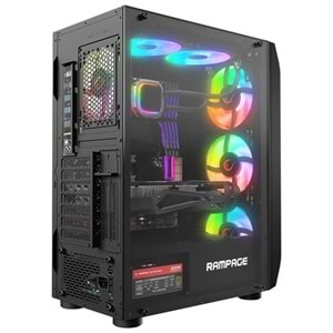 Rampage Hollow 650W 80+ 4X12CM ARGB FAN+ Kontrolcü Temperli Cam MID Tower Gaming Oyuncu Kasası