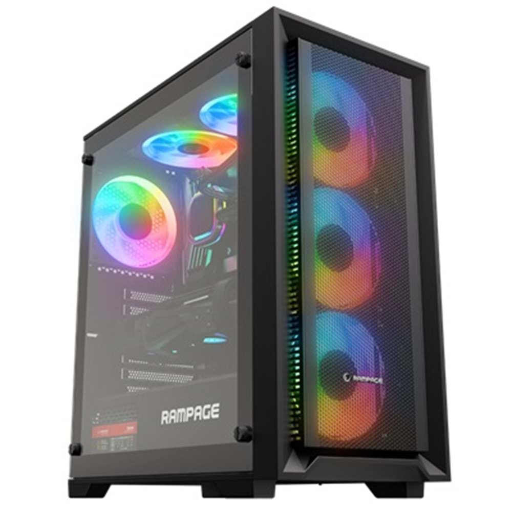 Rampage Voyager 750W 80+ Bronze Siyah 4*RGB AUTO FAN ATX MIDI Tower Gaming Oyuncu Kasası