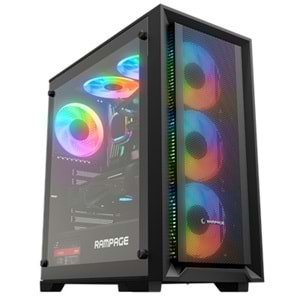 Rampage Voyager 750W 80+ Bronze Siyah 4*RGB AUTO FAN ATX MIDI Tower Gaming Oyuncu Kasası