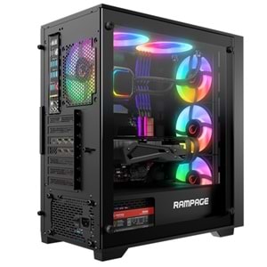 Rampage Voyager 750W 80+ Bronze Siyah 4*RGB AUTO FAN ATX MIDI Tower Gaming Oyuncu Kasası