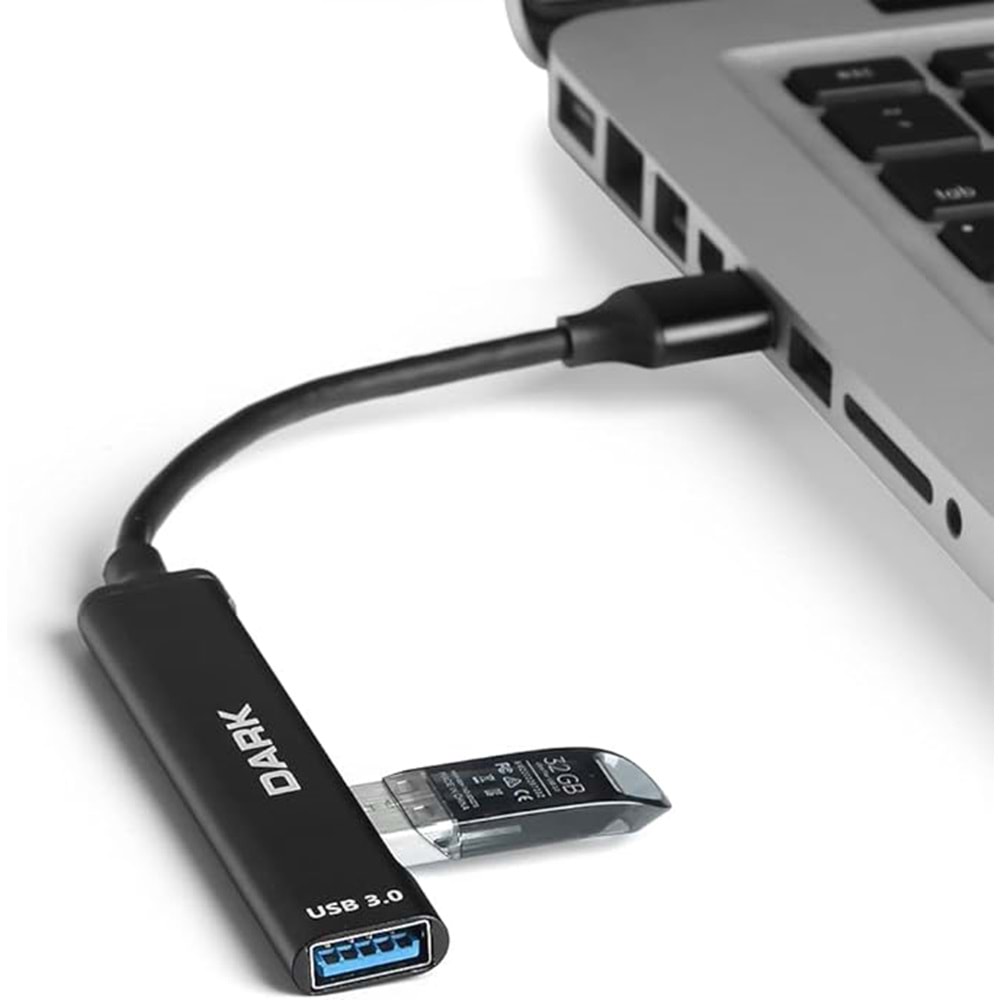 Dark DK-AC-USB310 Connect Master 4 Port 1XUSB 3.0 + 3XUSB 2.0 Alüminyum Kasa USB Çoklayıcı HUB