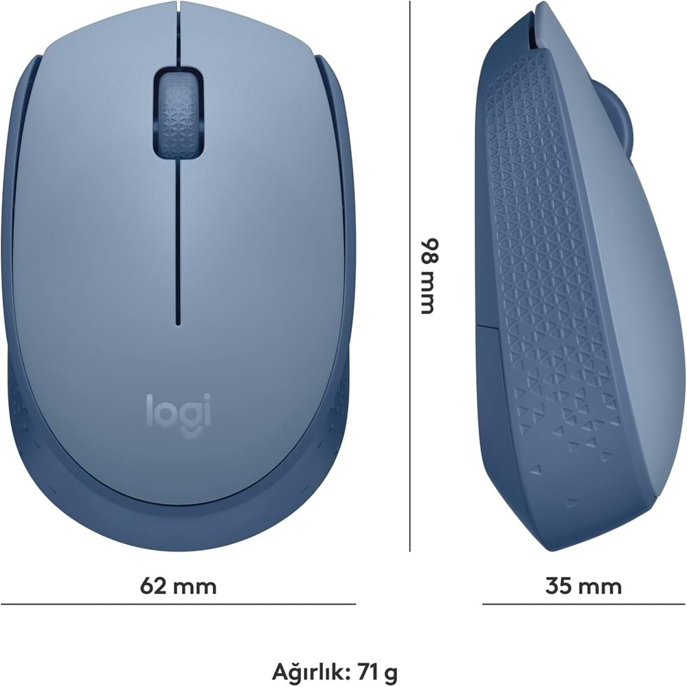 Logitech M171 Kablosuz Mouse Mavi Gri 910 006866