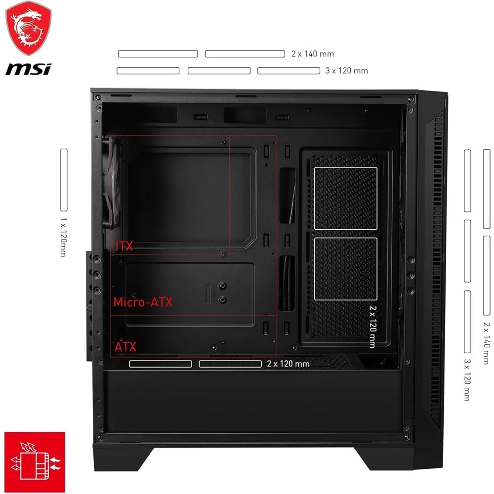 Msi Mag Forge 320R Airflow Temperli Cam (Psu yok)