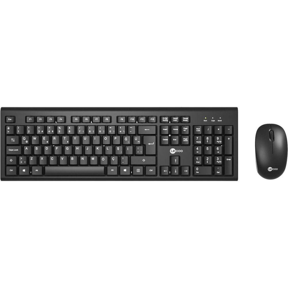 Lenovo Lecoo Kablosuz TR Q Klavye Mouse Set Siyah KW200-S