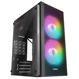 Everest Minion Mesh Peak 300W 2x12cm Rainbow Fan Akrilik Yan Panel MATX Mini-T Gaming Oyuncu Kasa