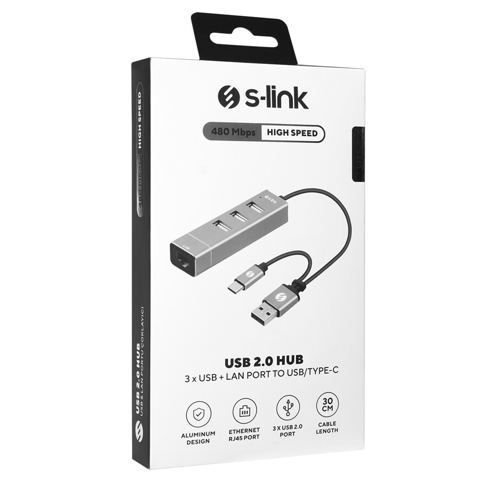 S-Link SWAPP SW-U222 10/100Mbps Type-C USB 2.0 USB Ethernet Adaptör